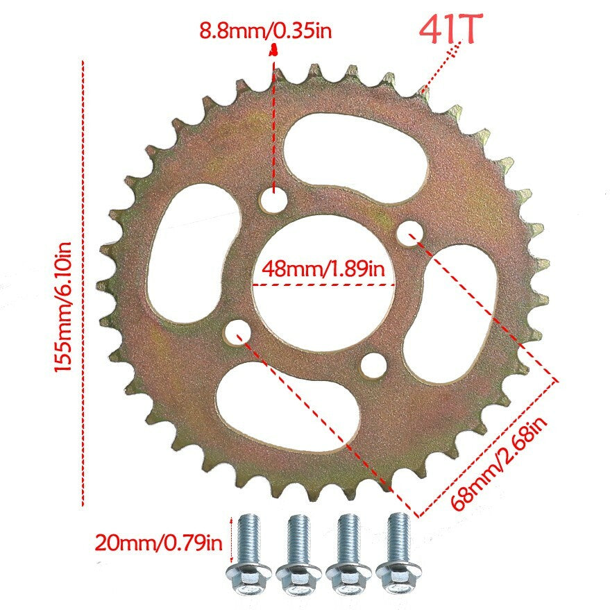 428 chain + 41 teeth 48mm rear sprocket for go-karts, ATVs, Pit bikes, Coolster Baja