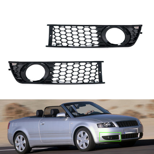 1 Pair Front Bumper Side Fog Light Hex Grilles for Audi A4 B6 2001-2005