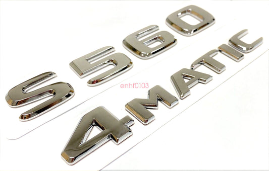 2 S560 + 4MATIC CHROME for MERCEDES Back Hockey Badge Name Decal Number