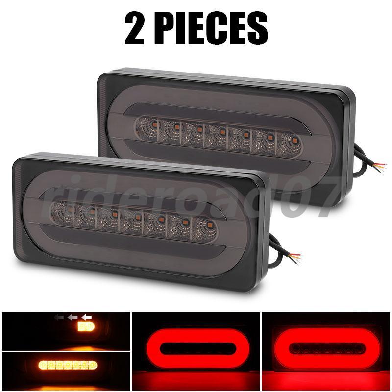 2X Rectangle LED Truck Trailer Strip 3rd Brake Lights Rear Turn Tail Light Bar