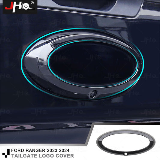 Glossy Exterior Rear Logo Emblem Badge Ring Cover Trim for Ford Ranger 2023-2024