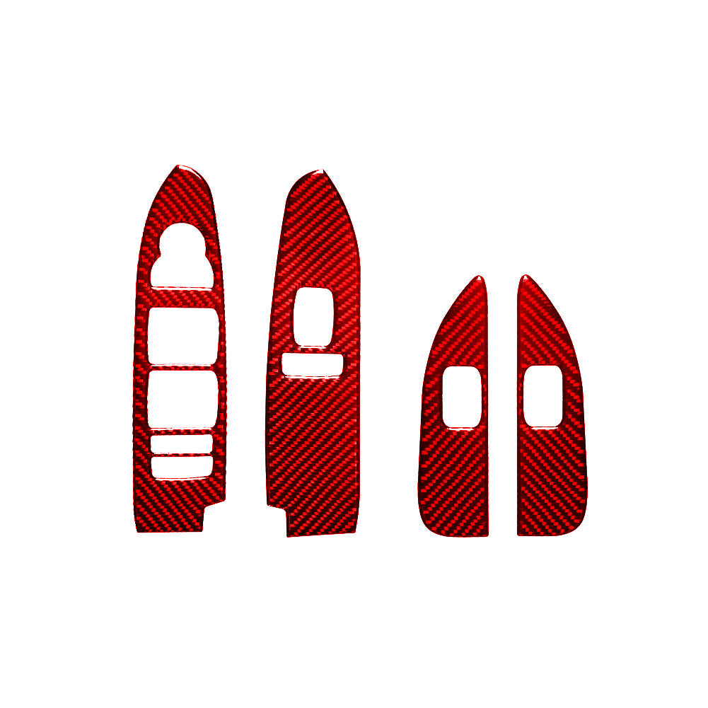 4X Red Window Lift Panel Trim Cover Carbon Fiber for CADILLAC CTS SPORT 2008-UP