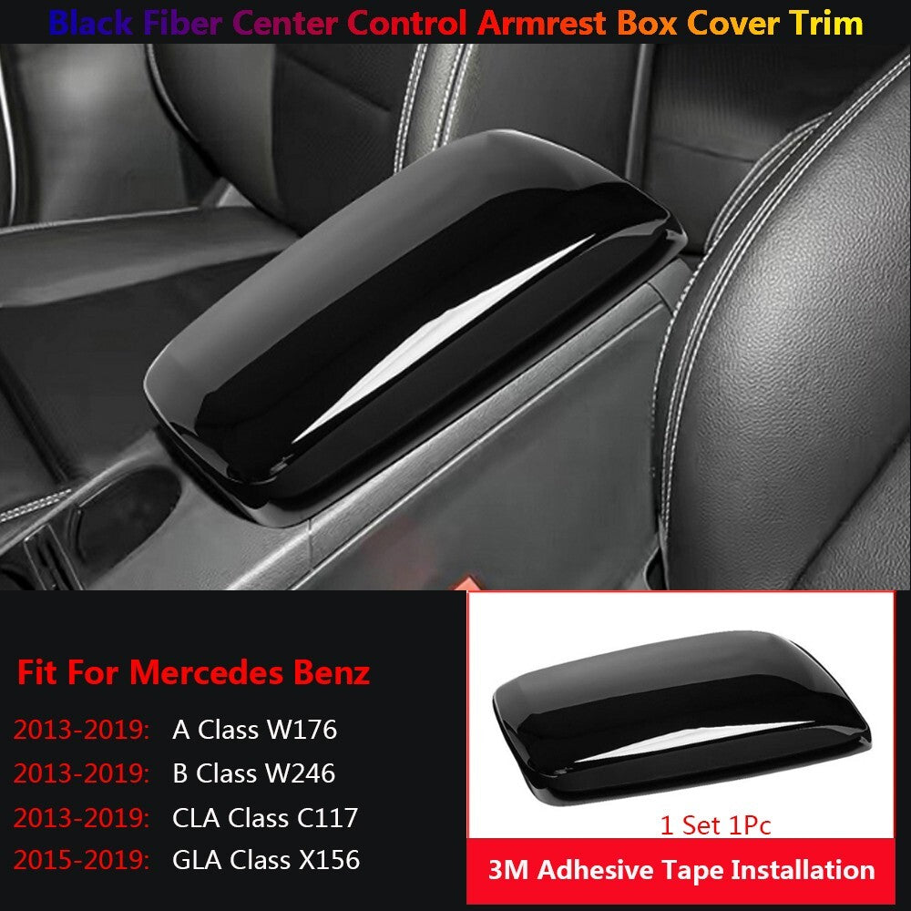 Black for Mercedes-Benz W176 W246 CLA C117 GLA X156 Car Armrest Box Panel Cover