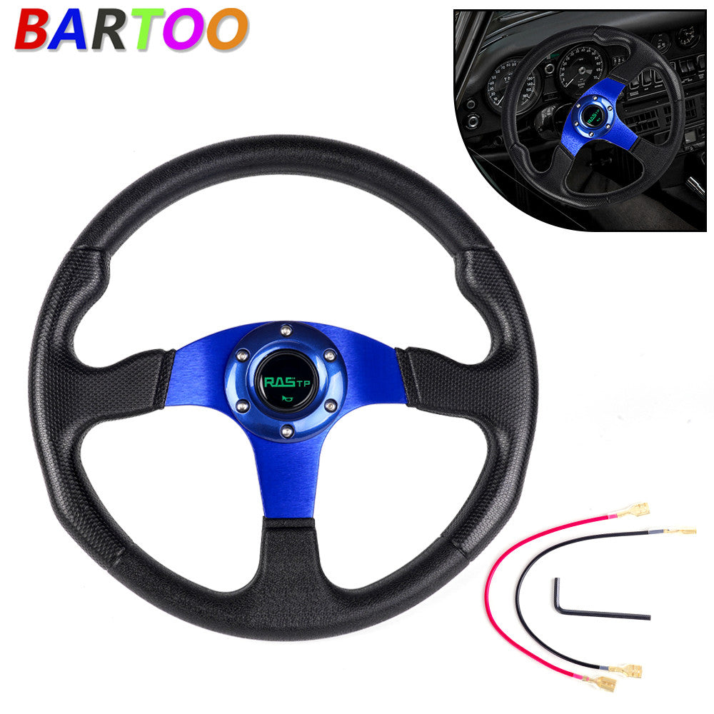 14 340mm Universal Drifting Racing Steering Wheel Aluminum 6 Bolt Blue