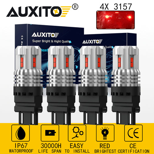 AUXITO 3157 Red LED Brake/Taillight Bulb High-Power CANBUS Error None