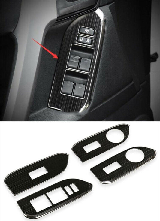 for Toyota Prado 2010-2021 Black Titanium Inner Window Switch Panel Cover Trim