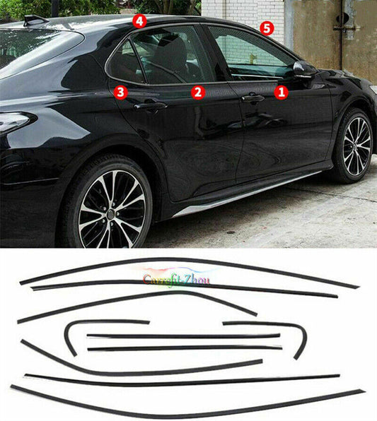 for Toyota for Camry 2018-2023 Gloss Black Steel Window Molding Strip Cover Trim 10x