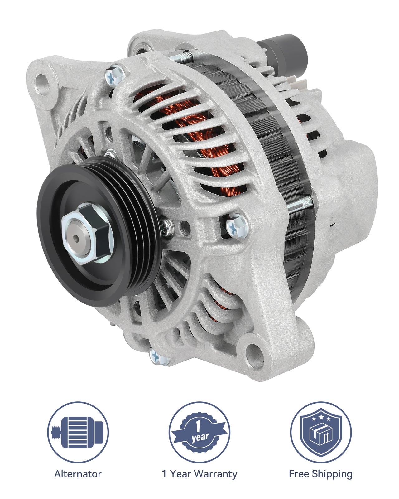 New Silver Alternator Fit for 2006-2010 for Chrysler PT Cruiser L4 2.4L AMT0150