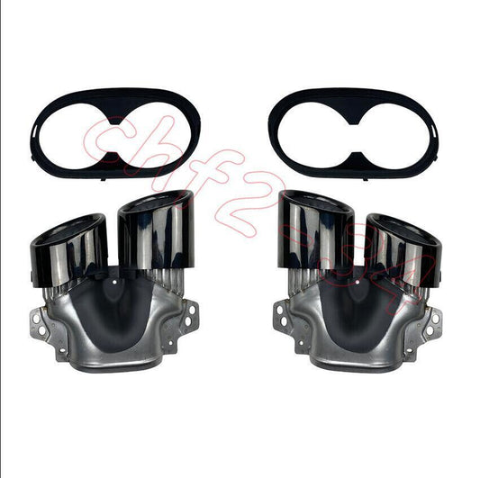 Black Steel Rear Exhaust Muffler Tip Tail Pipe for Benz A35 CLA35 AMG 2020-2022