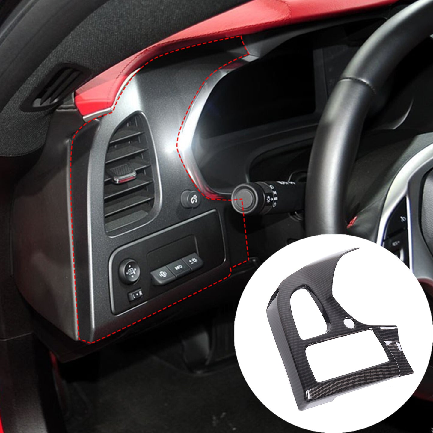 3-Piece Front Passenger Center Control Armrest Panel Trim for Corvette C7 2014-19- v