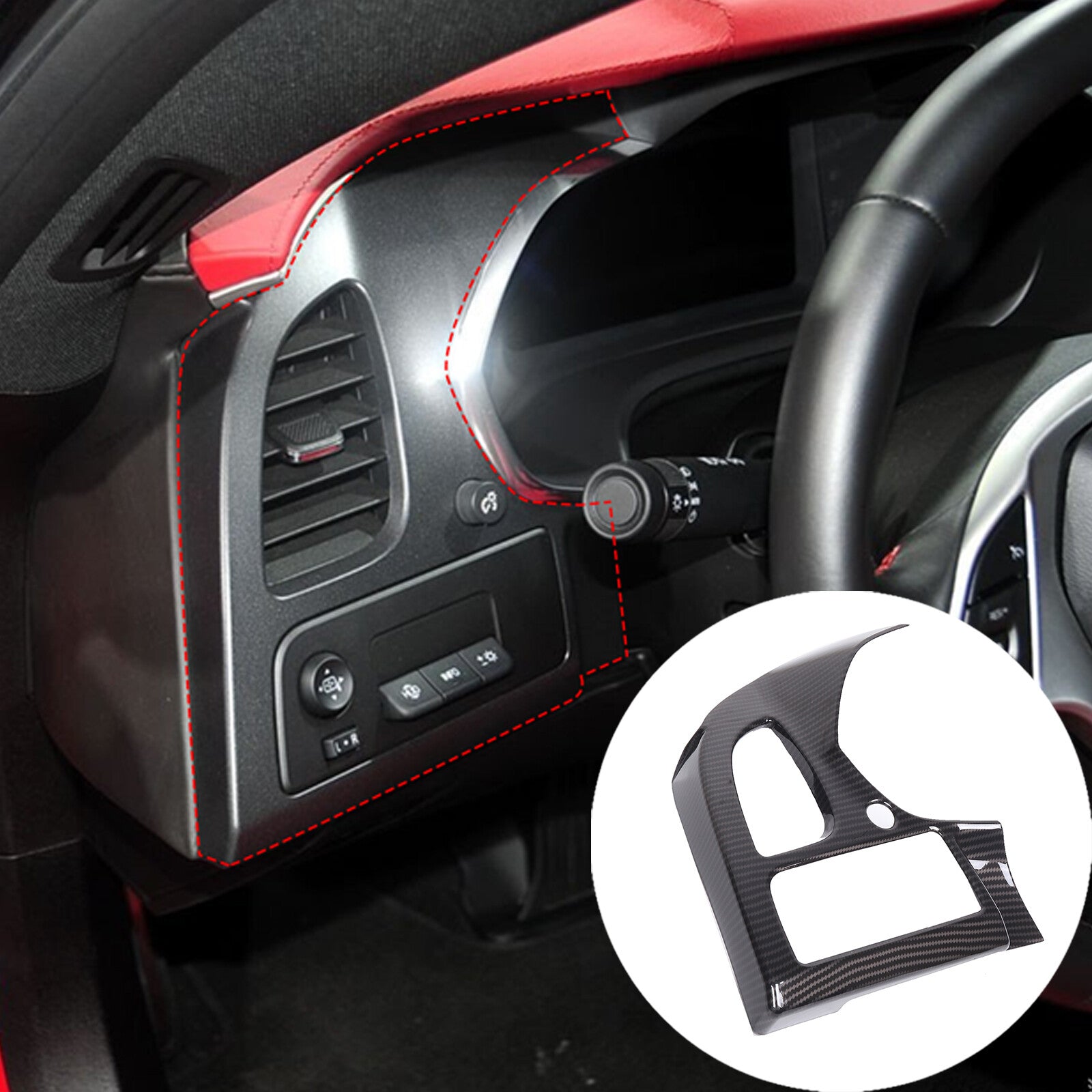 3-Piece Front Passenger Center Control Armrest Panel Trim for Corvette C7 2014-19- v