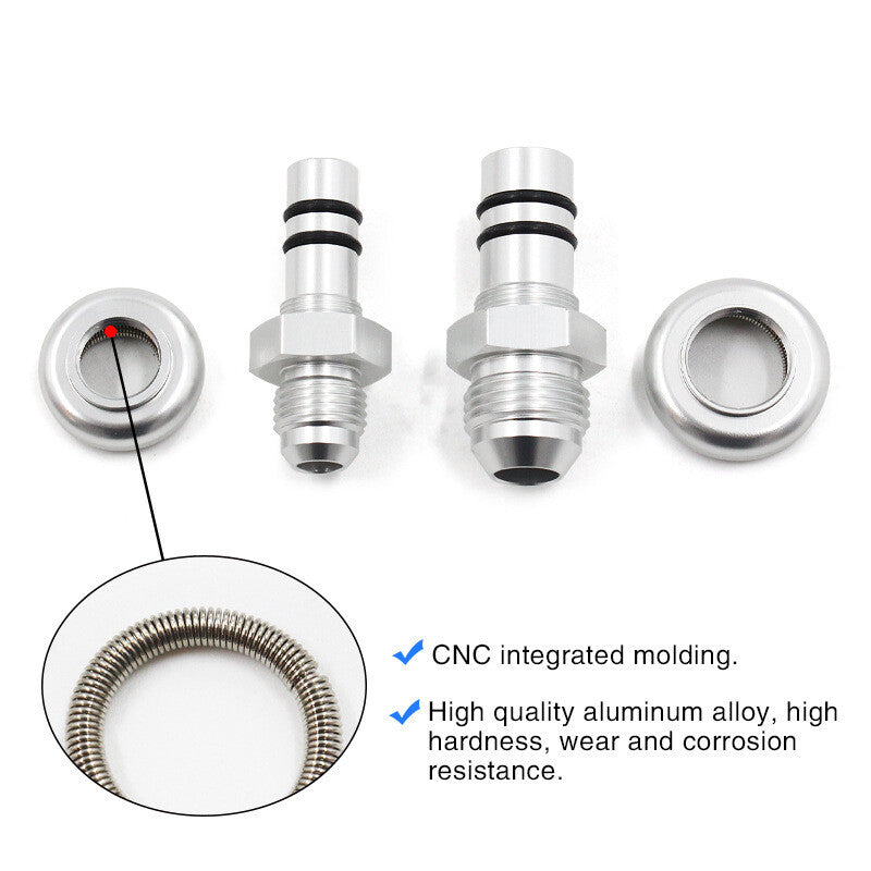 -6AN and -8AN billet fuel rail adapter kits for Mustang 1986-1998 silver n