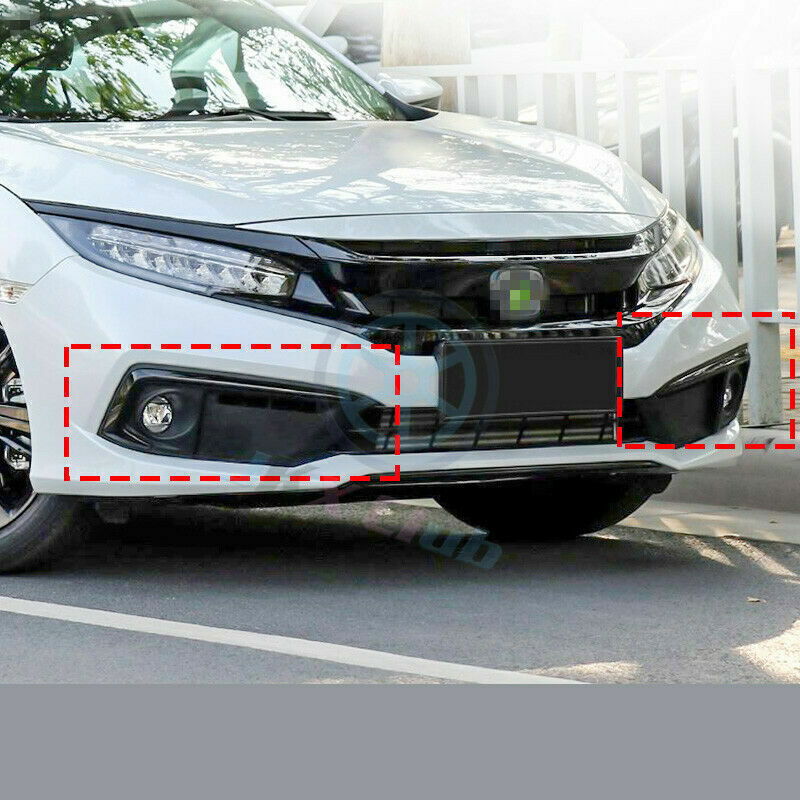 2X for Honda for Civic Sedan 19-2021 Gloss Black Exterior front fog light Cover Trim