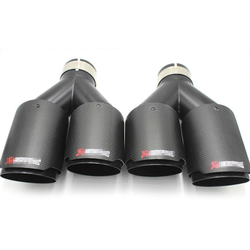 2pcs Carbon Fiber Dual Exhaust System Bottom Pipe ID: 2.5 OD: 3.5 Left + Right - n