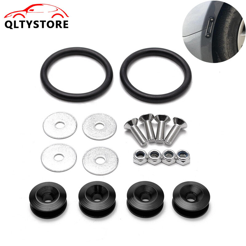 Black Quick Release Fasteners Bumper Trunk Fender Hatch Lids Kit Aluminum