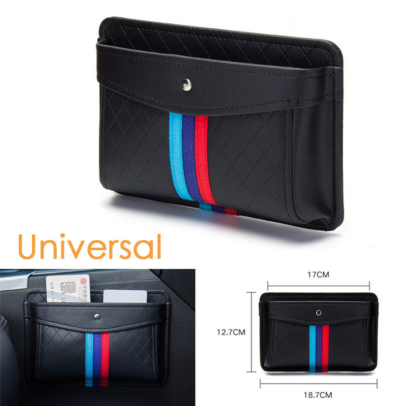 PU leather car storage bag, pocket, cell phone pouch, accessories, self-adhesive. n