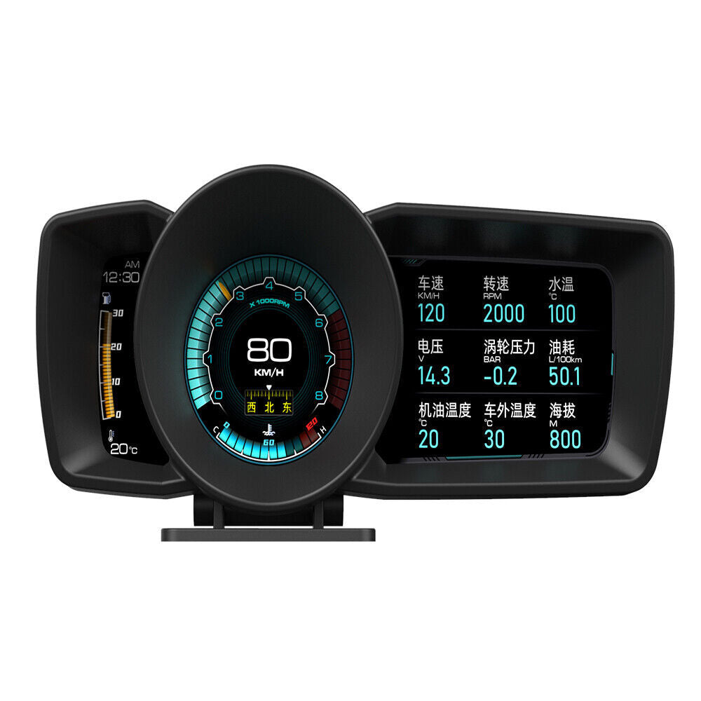 HUD Gauge Head Up Display RPM 3.5 Three Screen OBD2 GPS for Smart Car Speedometer