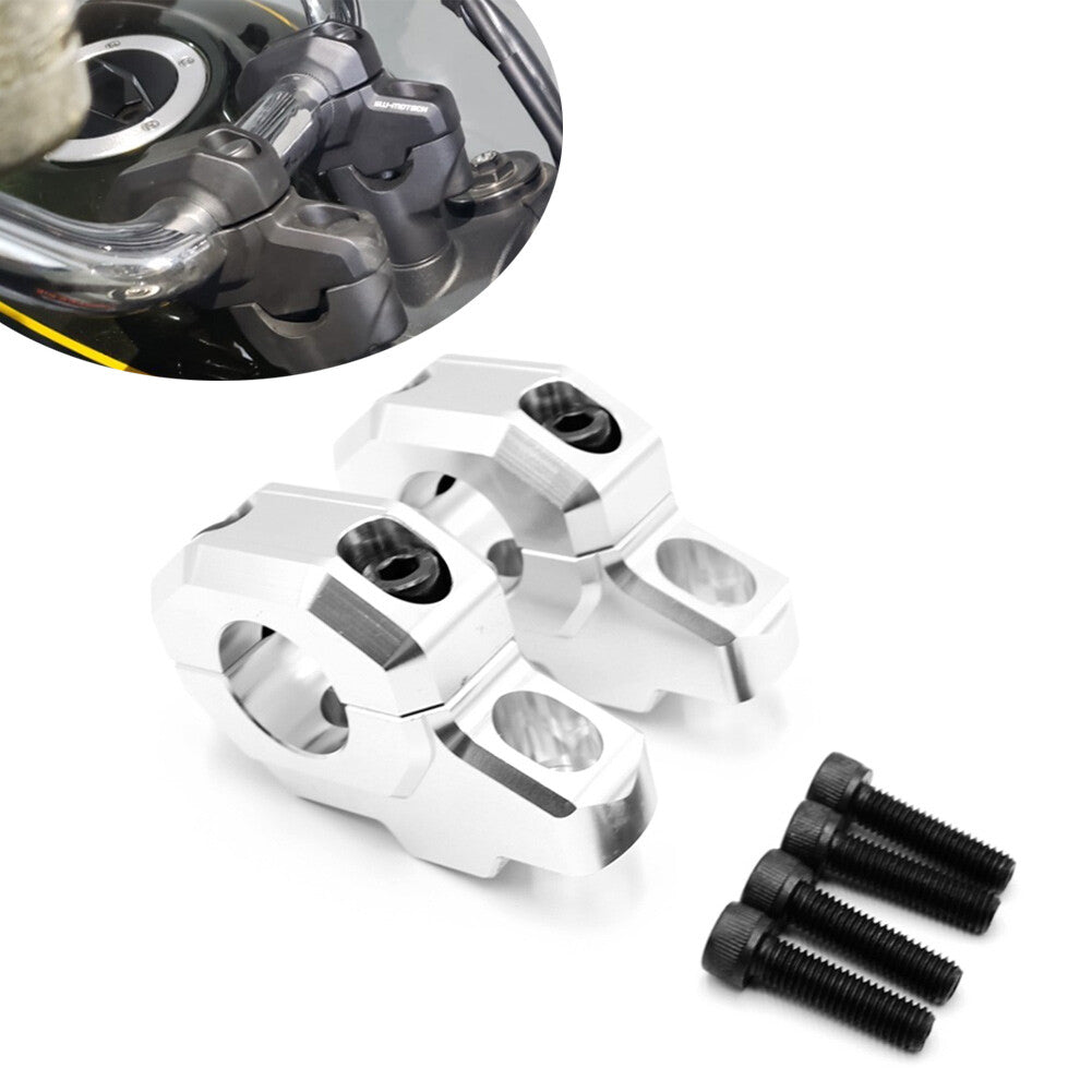 Silver Handlebar Riser Bar Mount Handle Clamp for Kawasaki Z900C Z900RS 2017-24 Q