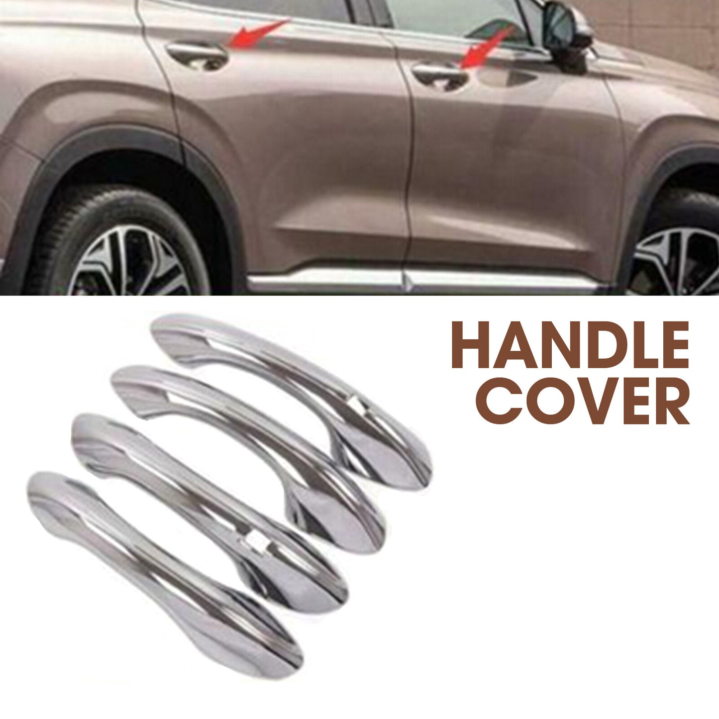 4x FIT for Hyundai Santa Fe 2019 2020 2021 ABS Chrome Door handle cover trim AT