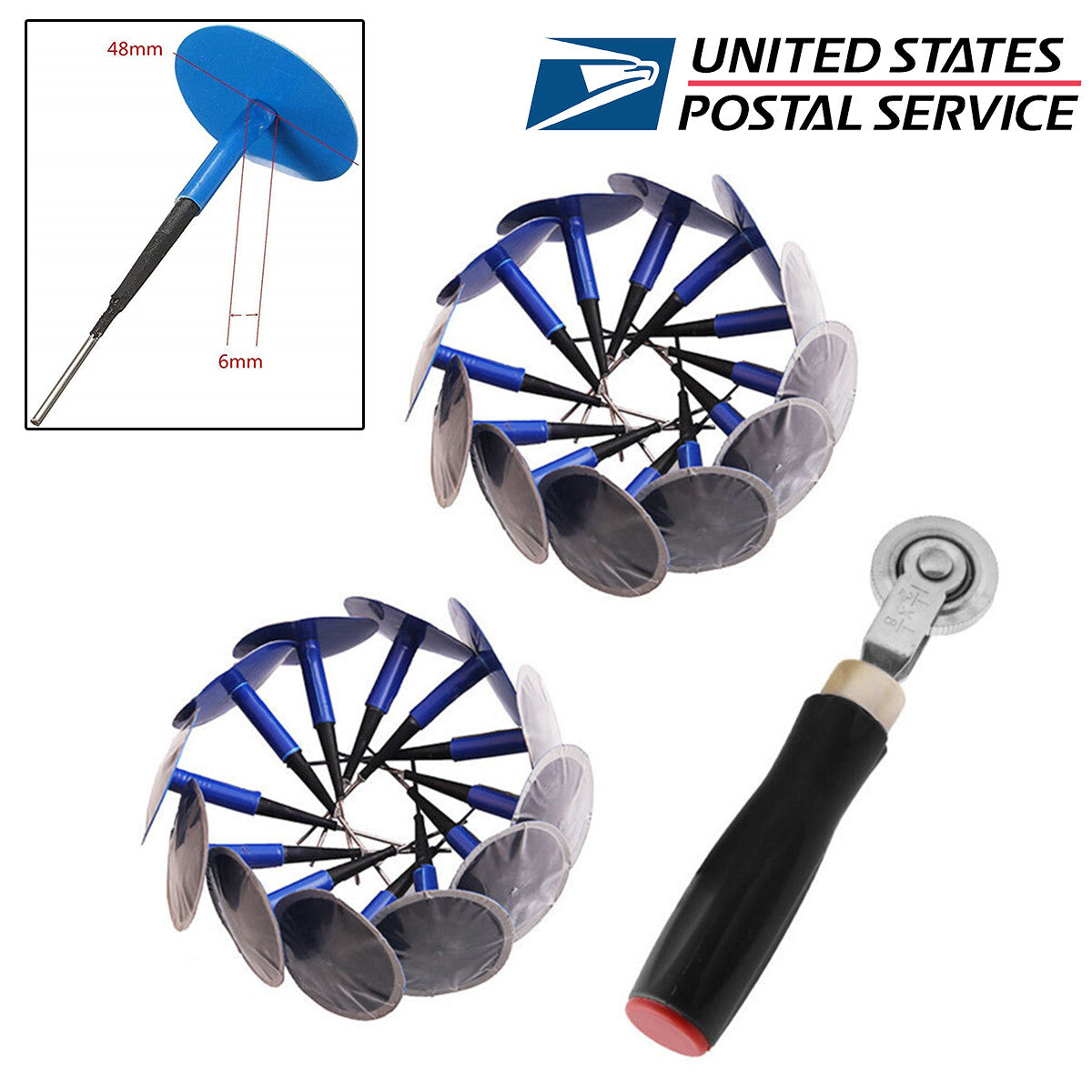24Pcs Tire Plug Patches Combination Radial Repair Tool Kit w/ Stitcher Q
