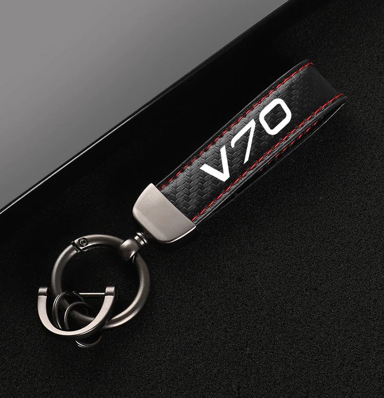 Suitable for V70 car keychains, key rings, key fobs, car accessories, black and red.