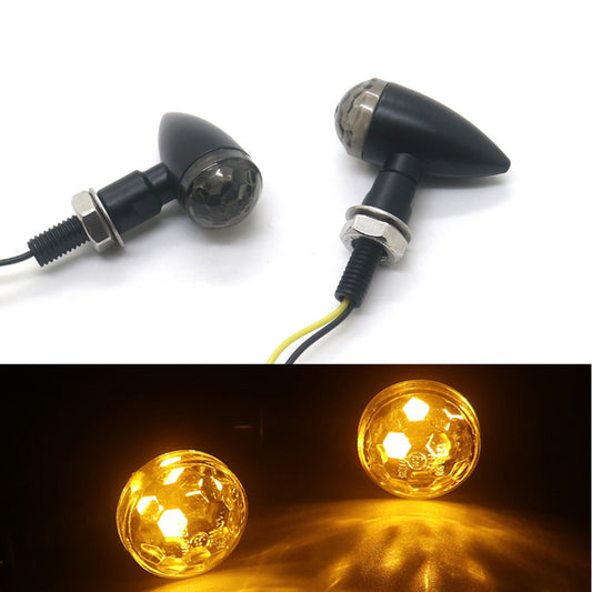 Black Metal LED for Mini Bullet Smoke Spherical Lens Turn Signal Indicators Light Q