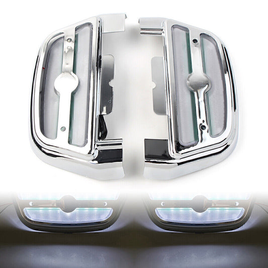 Silver LED Passenger Footboard Floorboard Cover for Harley Touring Road King