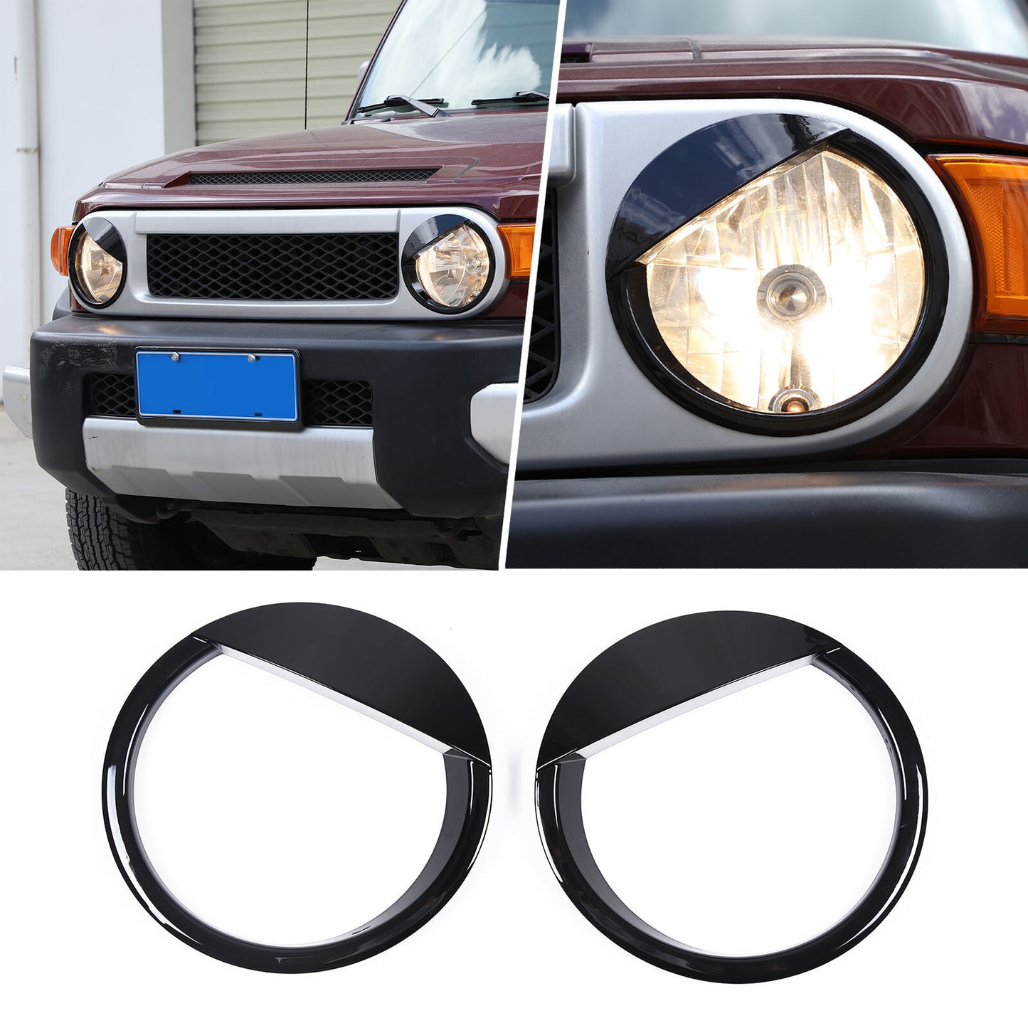 Black headlight and taillight trim covers for the FJ Cruiser 07+- n