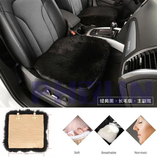 1x Genuine Sheepskin Long Wool Car for Seat Covers Chair cushion 18 x 18 BLACK New Q