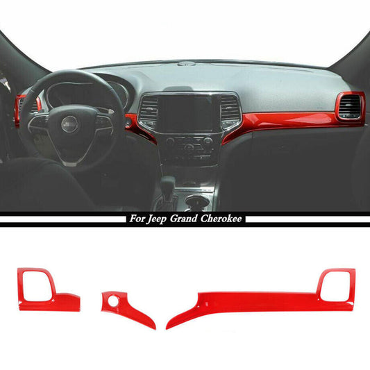 For 11-20 for Jeep Grand Cherokee ABS Red Interior Dashboard Air Vent Cover Trim 3x