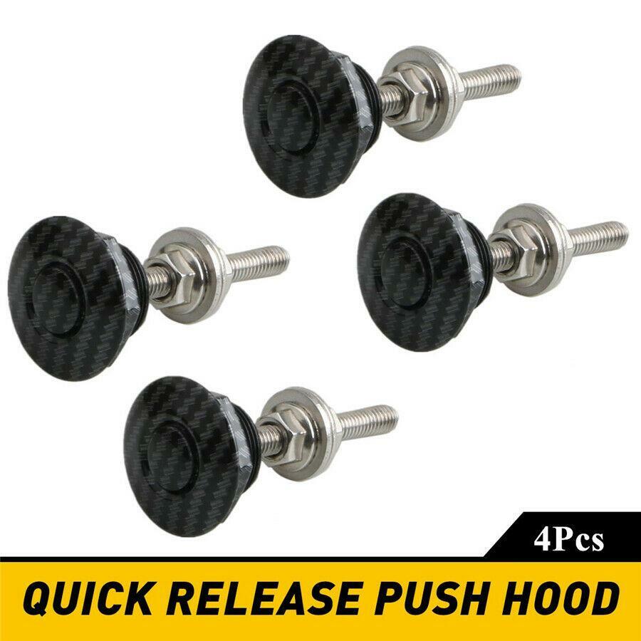 Install Bonnet Racing Safety Shield Pin Lock Kit - 4-Piece Carbon Fiber Exterior n