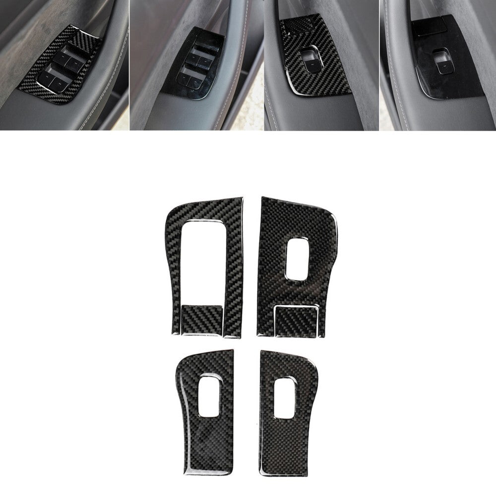 5Pcs Carbon Fiber Interior Radio Console Cover Trim For Fiesta 2011-2015 v