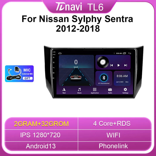 Car Radio Screen for Nissan Sylphy B17 Sentra 12 Carplay GPS Multimedia Video 4G