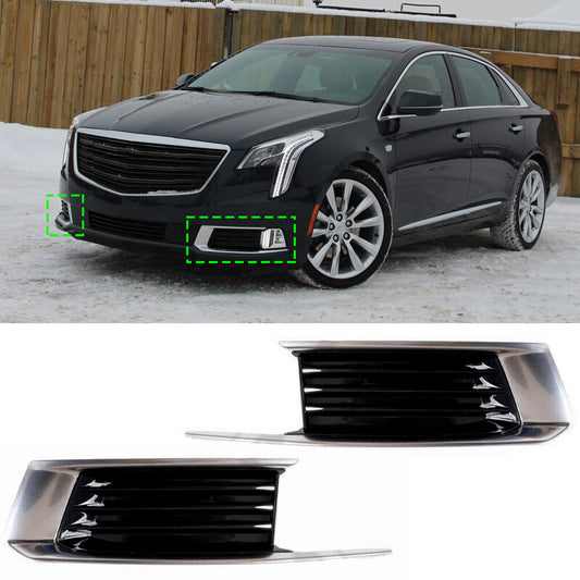 1 Pair For 2018-2019 for Cadillac XTS Front Lower Bumper Grille Fog Light Cover
