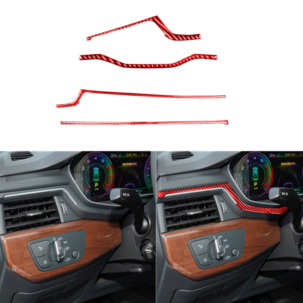 Red Carbon Fiber Interior Gear Shift surround Frame Trim for Fiat 500 2012-2015 v