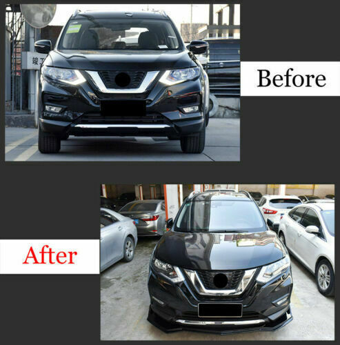 3P for Nissan Rogue 2017-2020 Piano Black Front Bumper Lip Spoiler Guard Refit