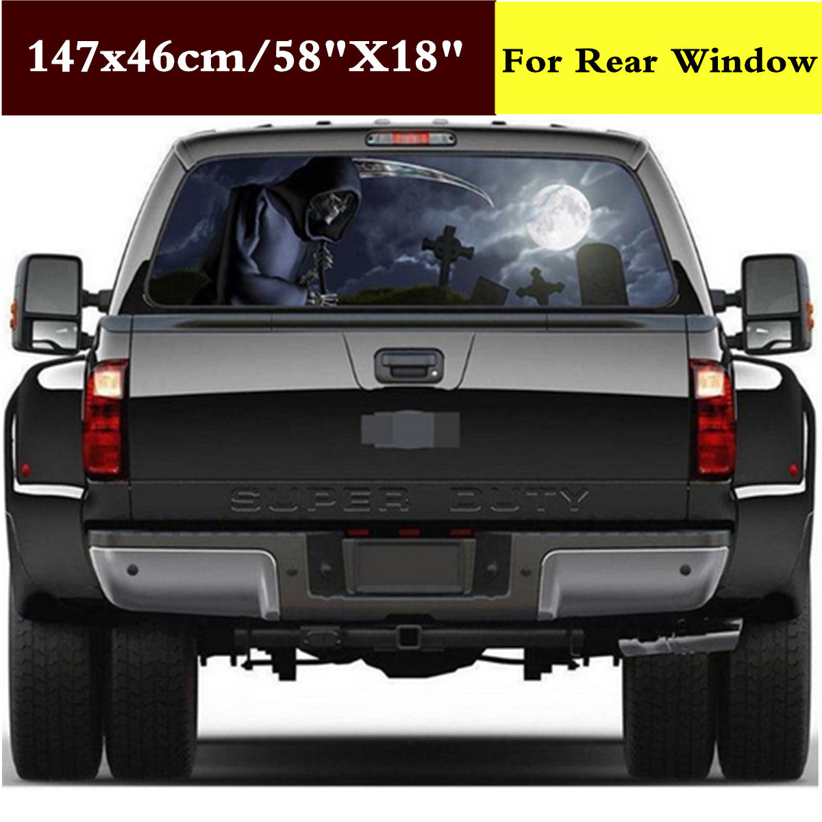 Car Truck for SUV Rear Window Sticker Decal Grim Reaper Cemetery Graphics 147x46cm