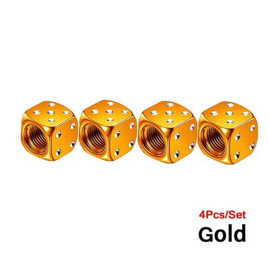 4-piece car tire valve cover rod air dust cover dice gold for Lexus for Infiniti