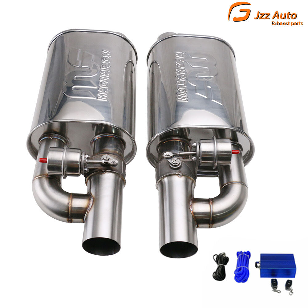 2pcs 3 In/out Adjust Sound Value Muffler Exhaust W/ Exhaust Valve 8.5  6 