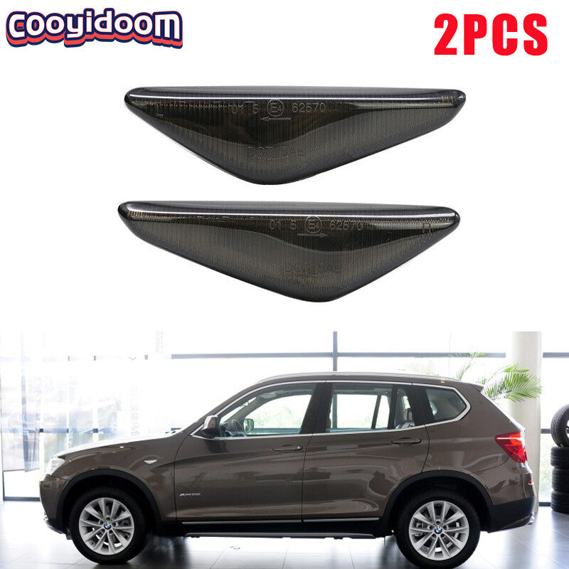 2x for BMW X3 F25 X5 E70 X6 E71 Smoked LED Side Marker Light Flow turn signal