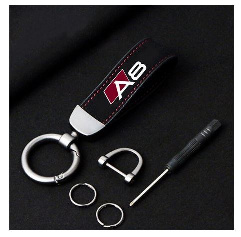Black and red suede car keychain/key ring/horseshoe buckle accessory for Audi for A8 .