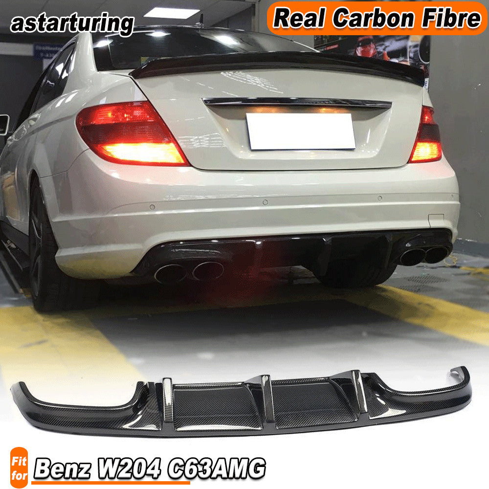 Fit for Benz W204 C63 2008-2011 REAL Carbon Rear Bumper Diffuser Lip Spoiler