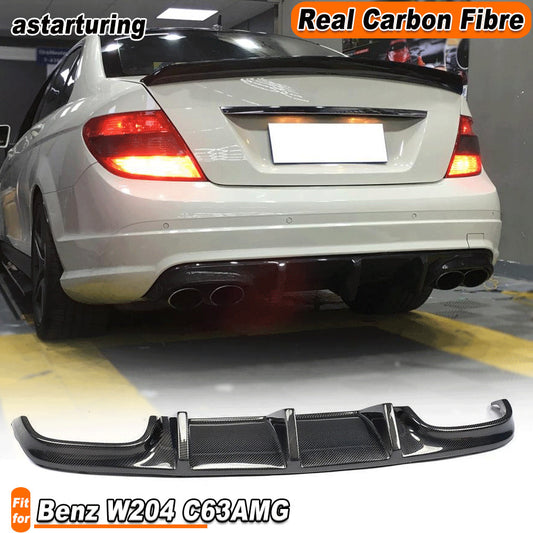 Fit for Benz W204 C63 2008-2011 REAL Carbon Rear Bumper Diffuser Lip Spoiler
