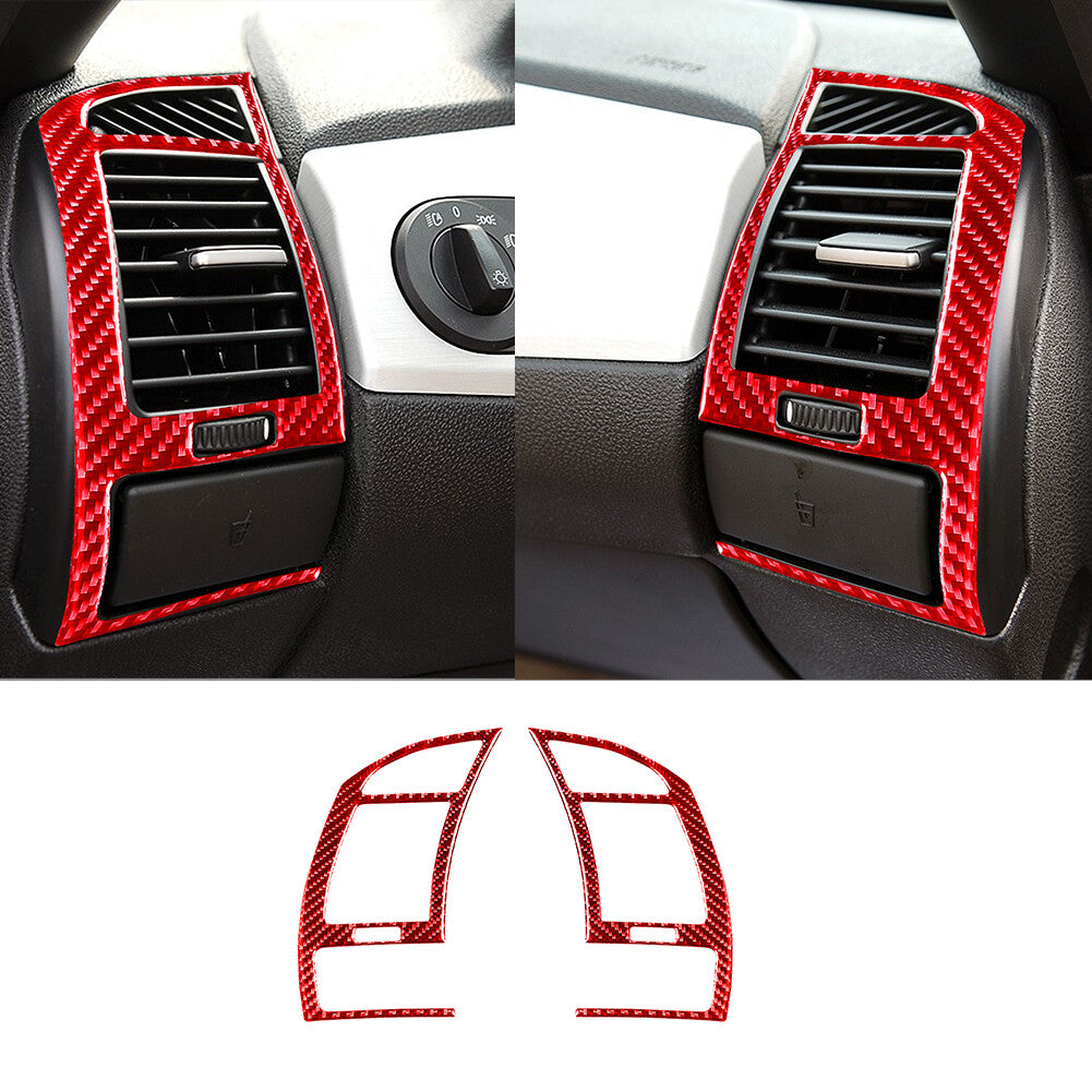 2-Piece Red Carbon Fiber Interior AC Ventilation Cover Trim for BMW Z4 E85 03-08
