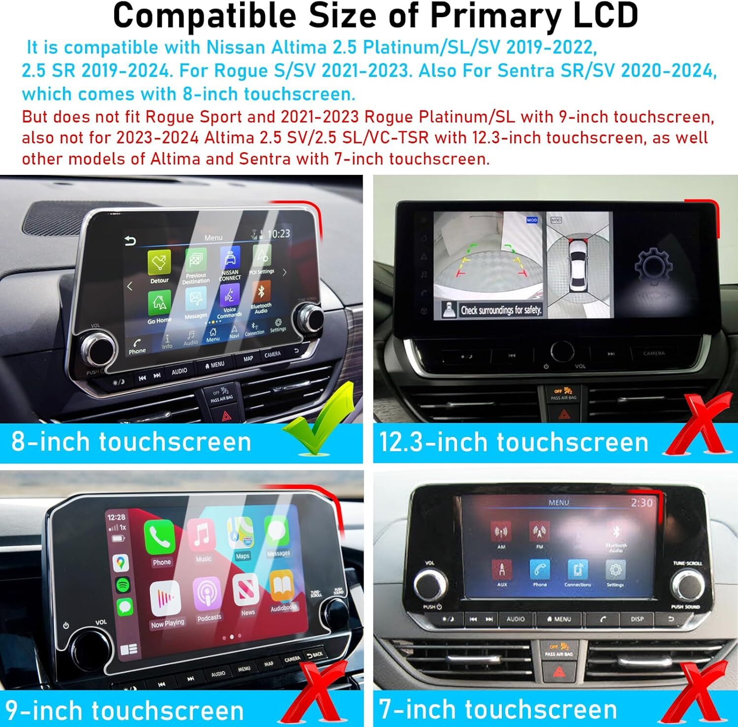 360 Car Phone Holder for 2020-2024 Sentra with 8-inch Screen Movable Mount n