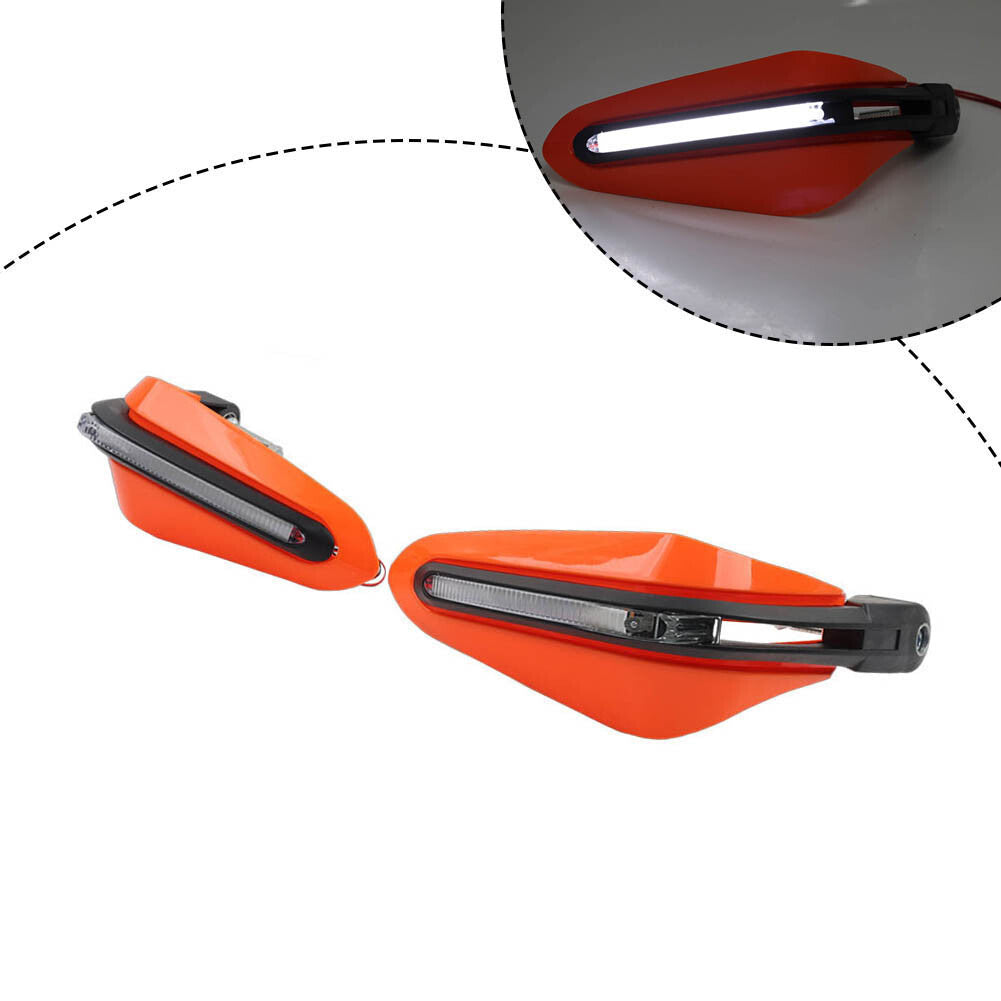Universal 7/8 Motorcycle Handguard Orange W/ LED Light Fit Dirt Bike ATV