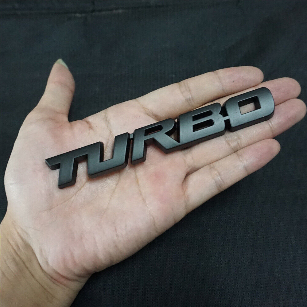 Matte Black TURBO Metal Grille Emblem + Decal Sticker Badge SUV 4x4 3D Car Sport