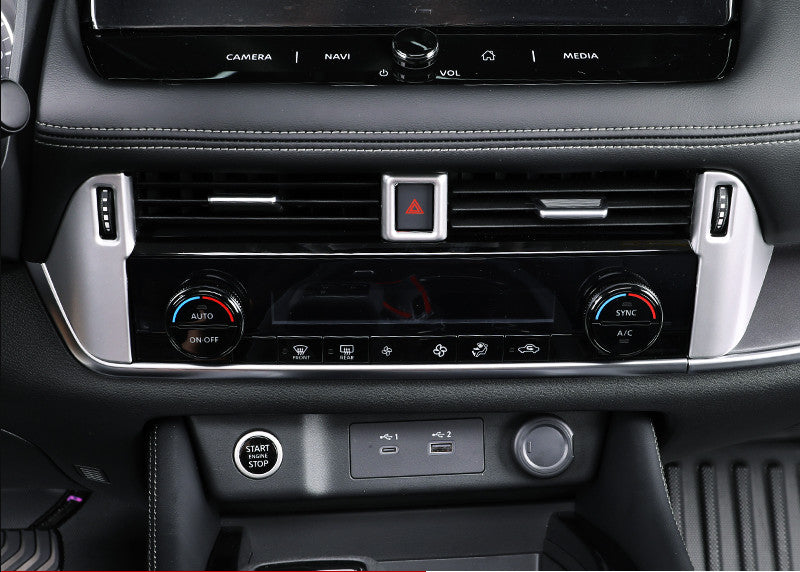 for Nissan Rogue 21-2023 Matte Silver Central Console Air Outlet Vent Frame Trim