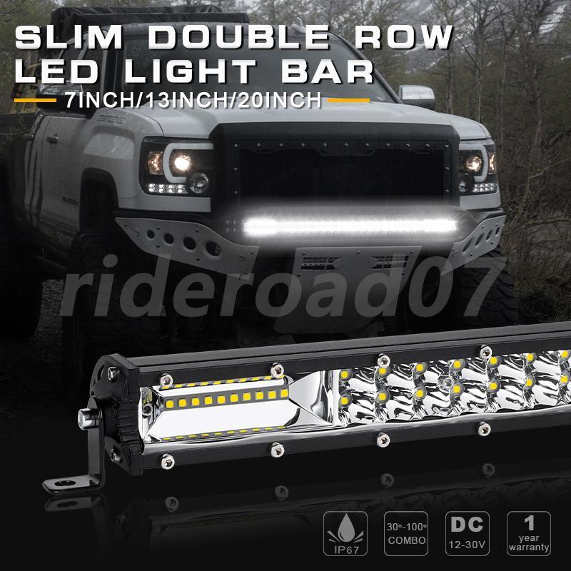 7inch 60W Dual Row LED Work Light Bar Spot Flood Combo Driving Fog ATV SUV Truck