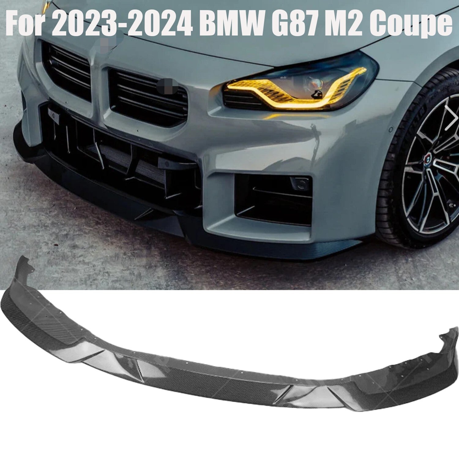 Real Carbon Fiber MH Style Front Bumper Splitter Lip For 23-24 for BMW G87 M2 Coupe